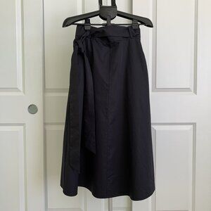 Tibi Belted Wrap Midi Skirt Eco Poplin Back Wrap Black Size 2